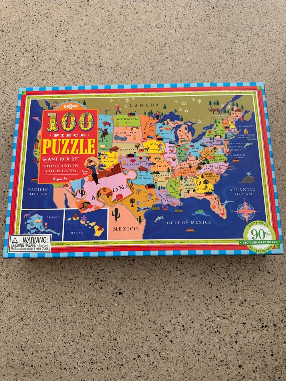 eeBoo This Land is Your Land USA 100 Piece Puzzle